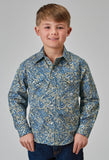 Roper Boys Long Sleeve Snap Delft Paisley Western Shirt