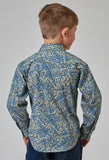 Roper Boys Long Sleeve Snap Delft Paisley Western Shirt