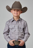 Roper Boys Long Sleeve Snap Silver Medallion Western Shirt