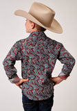 Roper Boys Long Sleeve Snap Red River Paisley Western Shirt