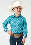 Roper Boys Long Sleeve Snap Lake Medallion Western Shirt