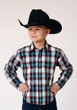 Roper Boys Long Sleeve Snap West Plaid Western Shirt