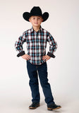 Roper Boys Long Sleeve Snap West Plaid Western Shirt