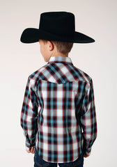 Roper Boys Long Sleeve Snap West Plaid Western Shirt