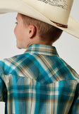 Roper Boys Long Sleeve Snap Waters Edge Plaid Western Shirt