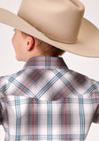 Roper Boys Long Sleeve Snap Gray Cloud Plaid Western Shirt