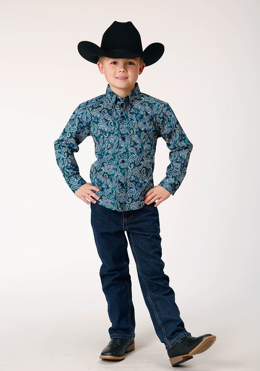 Roper Boys Long Sleeve Button Canyon Paisley Western Shirt