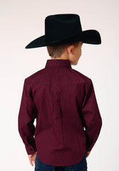 Roper Boys Long Sleeve Button Four Leaf Foulard Western Shirt