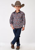 Roper Boys Long Sleeve Button Red River Paisley Western Shirt