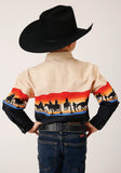 Roper Boys Long Sleeve Snap Days End Scenic Border Western Shirt