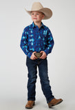 Roper Boys Long Sleeve Snap Hawaiian Ombre Print Western Shirt