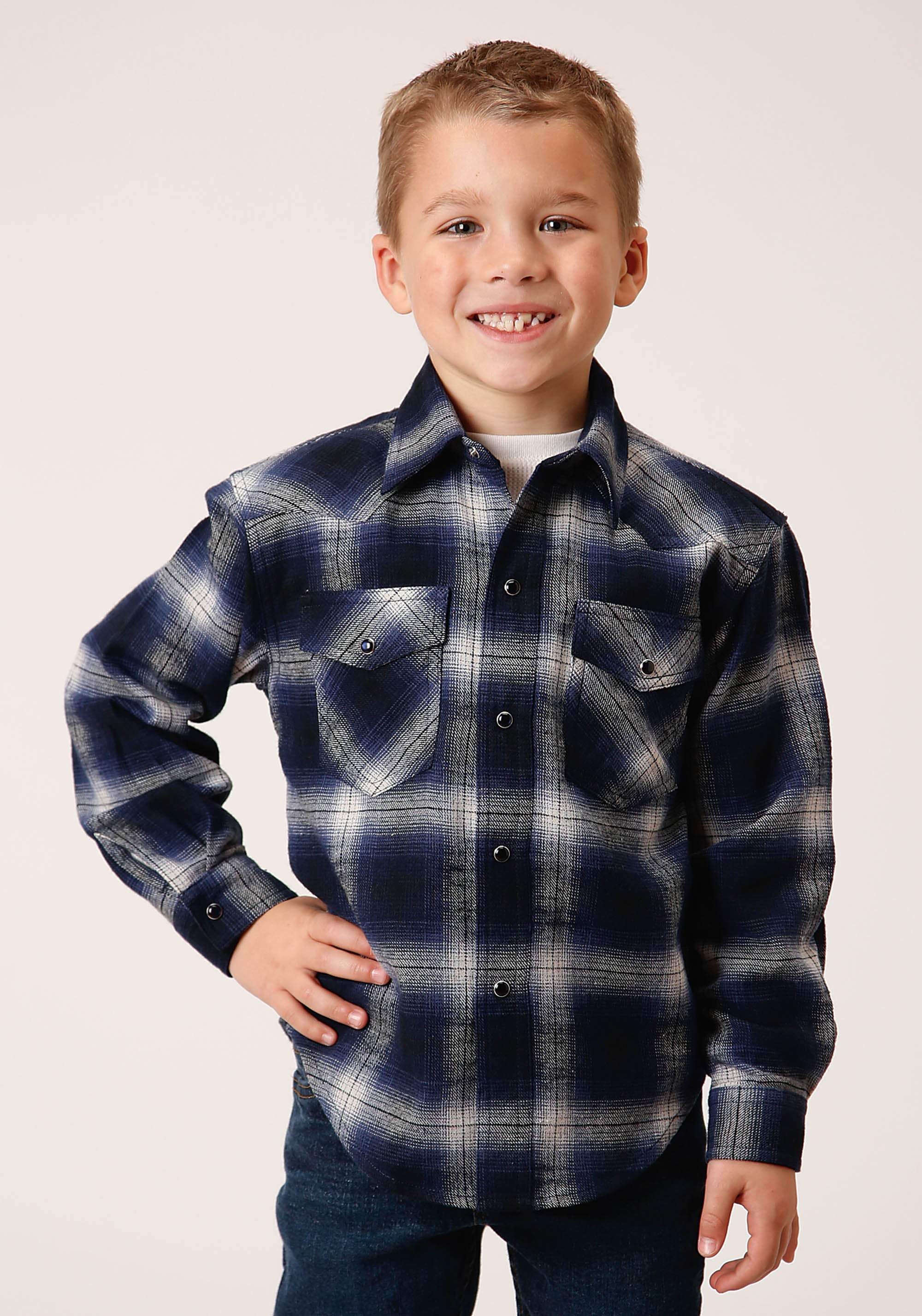 Roper Boys Long Sleeve Snap Unlined Flannel Shirts Western Shirt