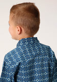 Roper Boys Short Sleeve Snap Mini Aztec Print Western Shirt