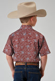 Roper Boys Short Sleeve Snap Vintage Paisley Print Western Shirt