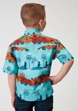 Roper Boys Short Sleeve Snap Hawaiian Print Western Shirt