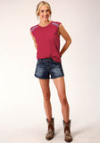 Roper Womens Sleeveless Knit Raspberry Slub Jersey Tshirt Top