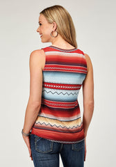 Roper Womens Sleeveless Poly Spandex Sweater Knit Tank Top With V Neck With Sublimation On Front And Back