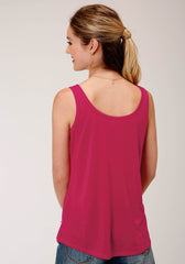 Roper Womens Pink With Cactus Screen Print Sleeveless Knit Top - Roper