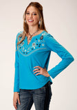 Roper Womens Long Sleeve Knit Cotton Jersey Top