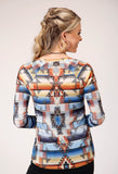 Roper Womens Long Sleeve Sweater Knit Top With Allover Sublimation Print