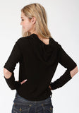 Roper Womens Black Solid Long Sleeve Knit Top