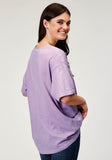 Roper Womens Short Sleeve Lilac Cotton Jersey Slub Tee With Oversized Screen Print Decoration