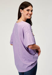 Roper Womens Short Sleeve Lilac Cotton Jersey Slub Tee With Oversized Screen Print Decoration - Roper