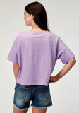 Roper Womens Short Sleeve Lilac Cotton Jersey Slub Tee With Oversized Cropped Screen Print Decoration