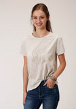 Roper Womens Heather Oatmeal Short Sleeve Knit Top