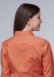 Camisa vaquera de popelina lisa con botones a presión y mangas largas en color mandarina para mujer de Roper