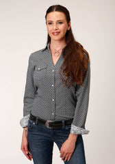 Roper Womens Long Sleeve Snap Diamond Star Geo Western Shirt