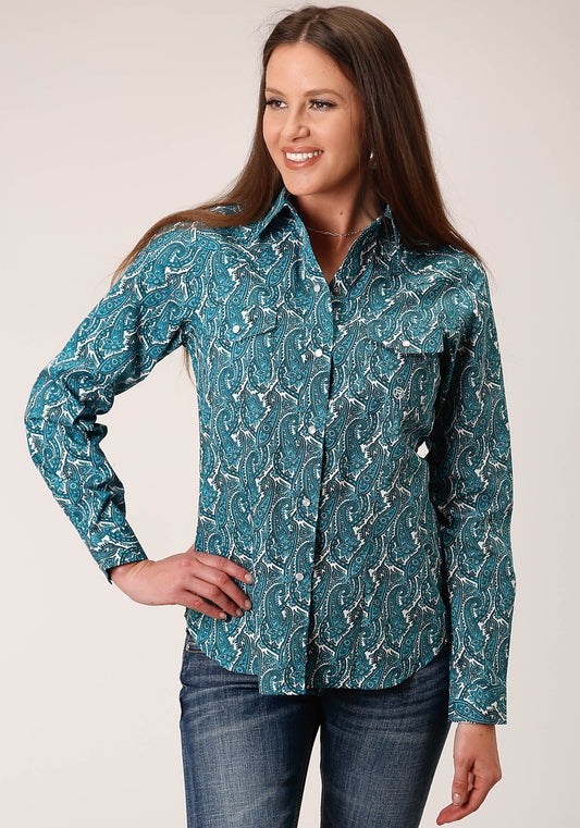 Roper Womens Long Sleeve Snap Upstream Paisley Western Shirt