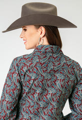 Roper Womens Long Sleeve Snap Red River Paisley Western Shirt