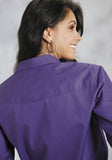 Roper Womens Purple Solid Long Sleeve Western Snap Shirt