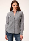 Roper Womens Long Sleeve Button Diamond Star Geo  Grey Western Shirt