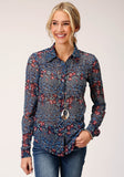 Roper Womens Long Sleeve Ditzy Floral Print Polyester Shirt Blouse