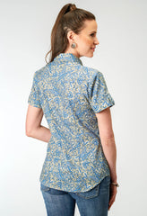 Roper Womens Short Sleeve Snap Delft Paisley Western Shirt