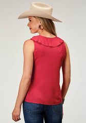 Roper Womens Sleeveless Rayon Challis Blouse With Ruffles