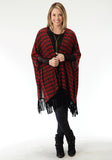 Roper Womens Red And Blue Chevron Print Poncho