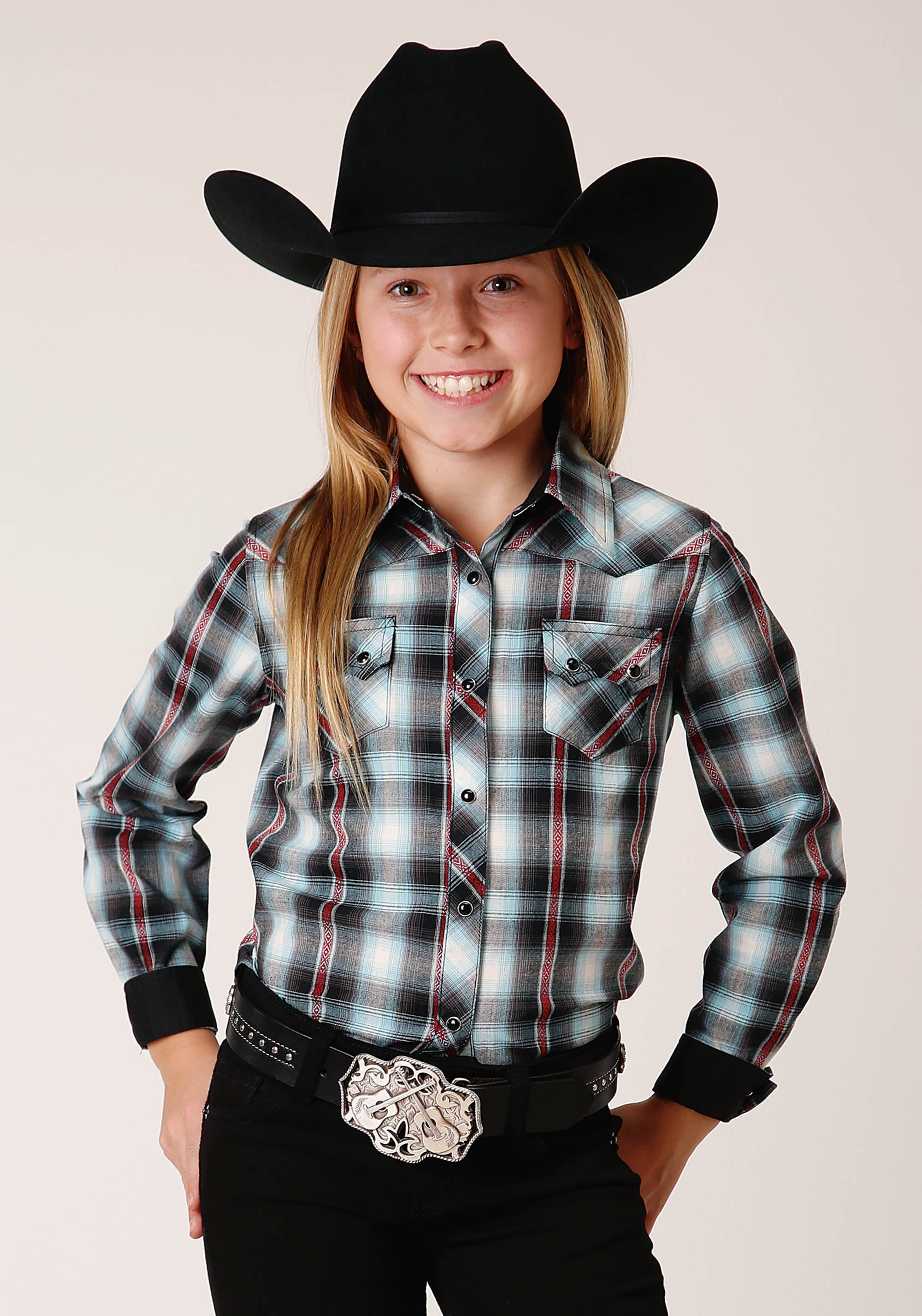 Roper Girls Long Sleeve Snap Dusk Dobby Western Shirt