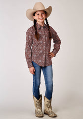 Roper Girls Long Sleeve Snap Vintage Paisley Print Western Shirt