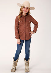 Roper Girls Long Sleeve Snap Arrow Geo Western Shirt