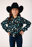 Roper Girls Long Sleeve Snap Jewel Print Rayon Western Blouse