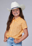 Roper Girls Short Sleeve Button Cotton Eyelet Western Blouse With 1pt Front And Back Yokes