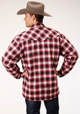 Roper Mens Long Sleeve Snap Sherpa Lined Flannel Shirt Jacket