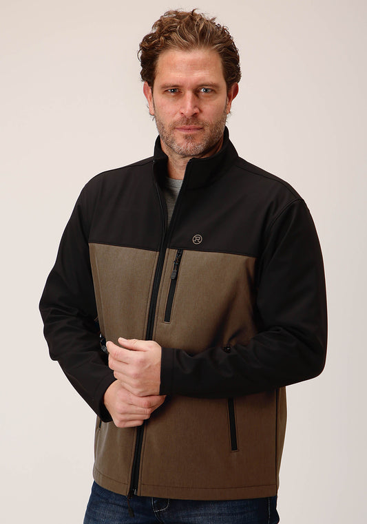 Roper Mens Brown Black Combo Soft Shell Jacket - Roper