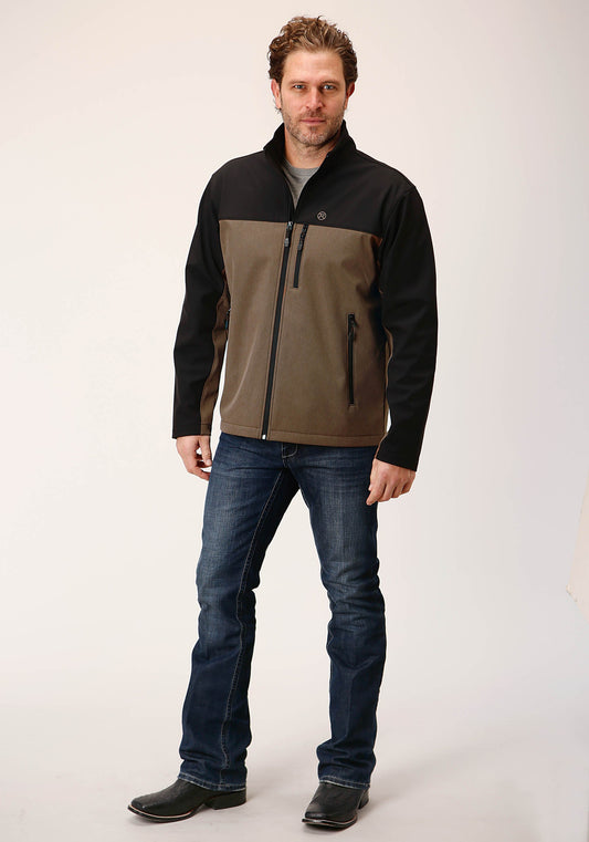 Roper Mens Brown Black Combo Soft Shell Jacket - Roper