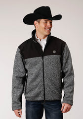 Roper Mens Heathered Charcoal Sweater Knit Jacket - Roper