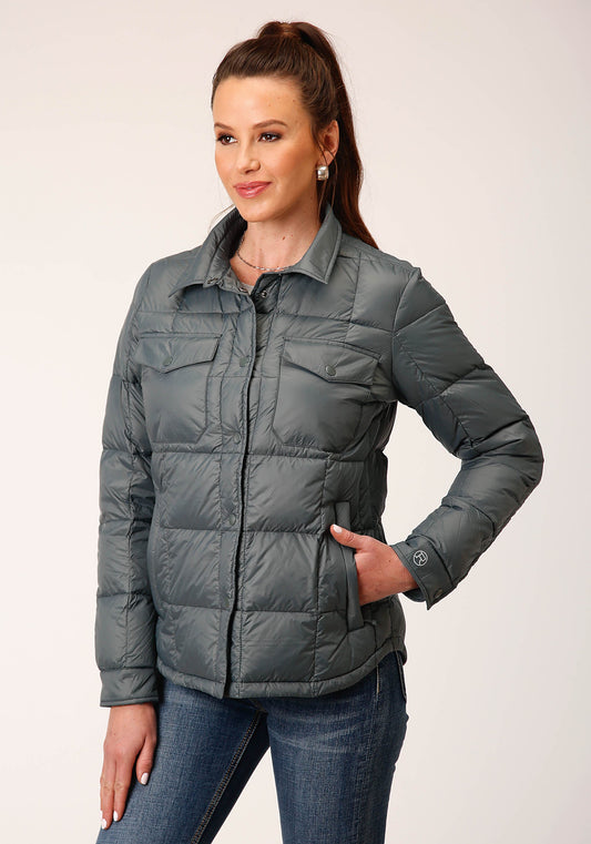 Roper Womens Silver Sage Nylon Down Proof Coated Jacket