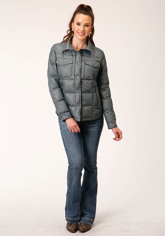 Roper Womens Silver Sage Nylon Down Proof Coated Jacket